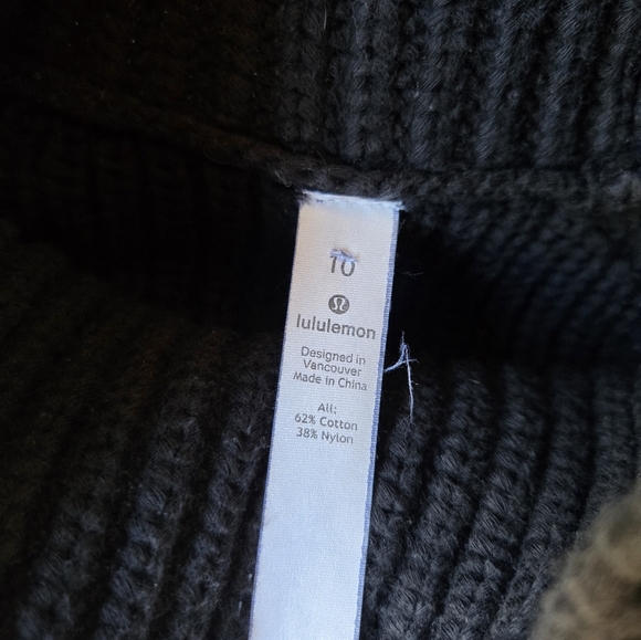 Lululemon Bring the Cozy black cable knit turtleneck sweater cotton size 10 - Picture 5 of 8